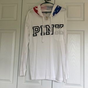 Pink american flag t shirt hoodie